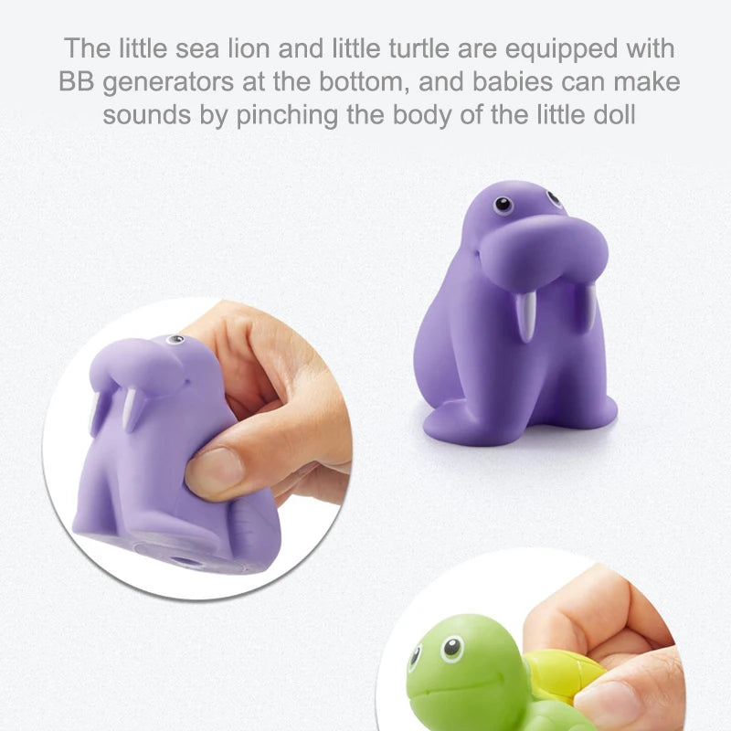 Baby Bath Toy Cute Animal Bath Toy Bathtub Swimming Soft Rubber Float Parent-child Interaction Catch Fish Game Toys Funny Gifts