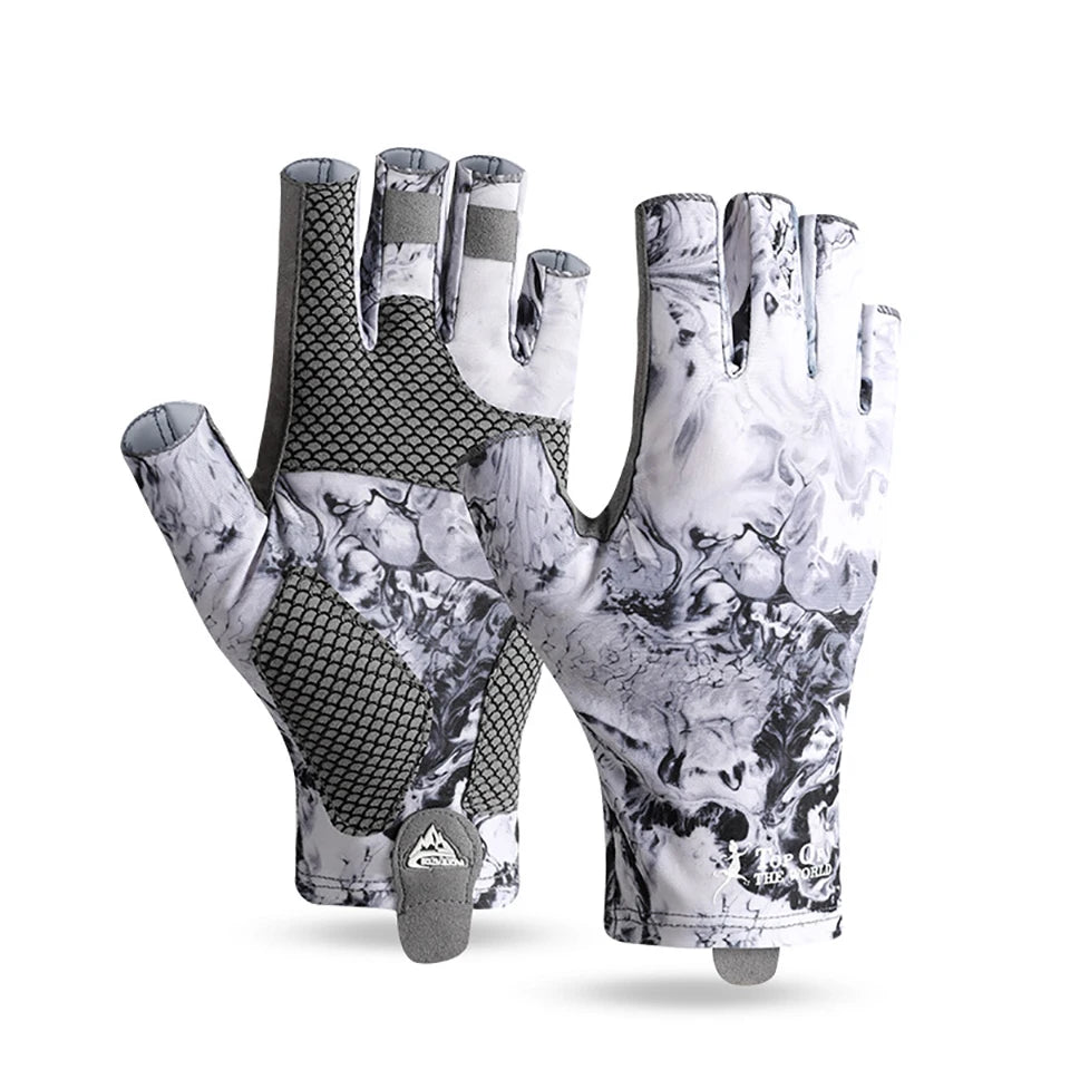 GOBYGO Fishing Gloves Anti-Slip Wear-Resistant Silk-Like Ventilation Half-Finger Gloves Outdoors Sun Protection High Elasticity