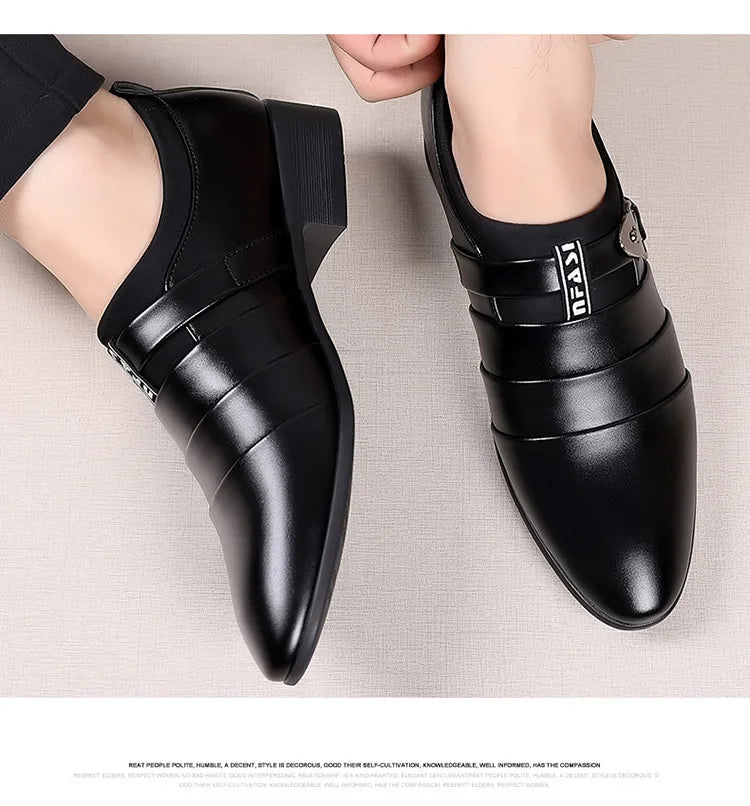 Men Dress Shoes Slip on Formal Suit Wedding Shoes for Male  Wedding Office Work Shoes Slip on Loafers Elegant Man Dress Shoes