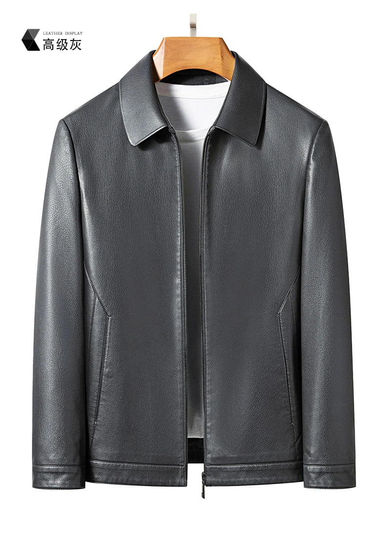YN-335 Men's Lapel Jacket Natural Leather  Jacket Spring and Autumn Sheepskin Jacket Men