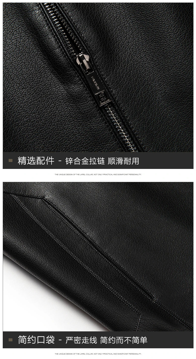 YN-335 Men's Lapel Jacket Natural Leather  Jacket Spring and Autumn Sheepskin Jacket Men