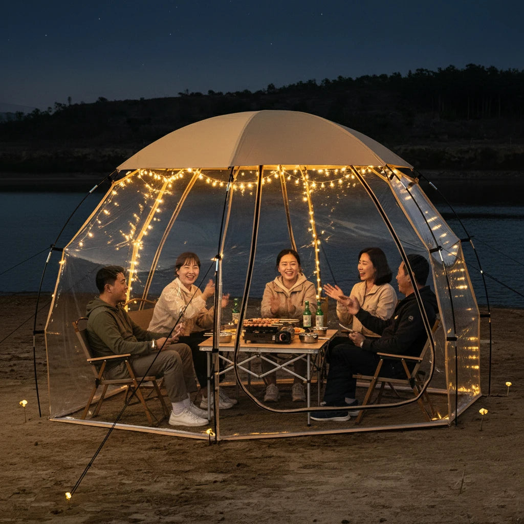 4-6 Person Transparent Tent with Breathable Top Cover Winter Outdoor Camping Windproof Gazebo Large PVC Bubble Tent Family Party