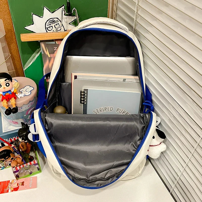 College Style Color Blocked Student School Bags Lightweight Large Capacity Multi-layer Storage Computer Backpack Campus Travel