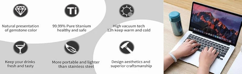 Titanium Insulated Water Bottle with Flip Lid and Double Vacuum, Bpa Free, Keep Cold and Hot Drinks, 12 Hours