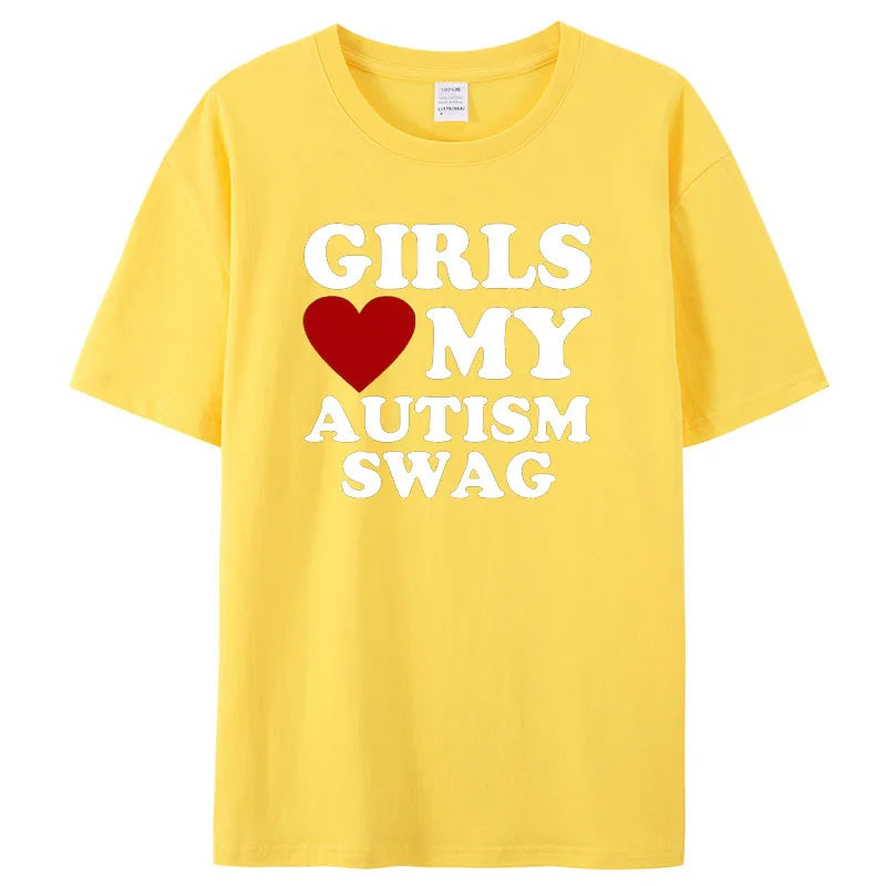 Girls Love My Autism Swag Funny Autistic Boy Gifts Awareness T Shirts Graphic Streetwear Short Sleeve Gifts Ideas T-shirt Men