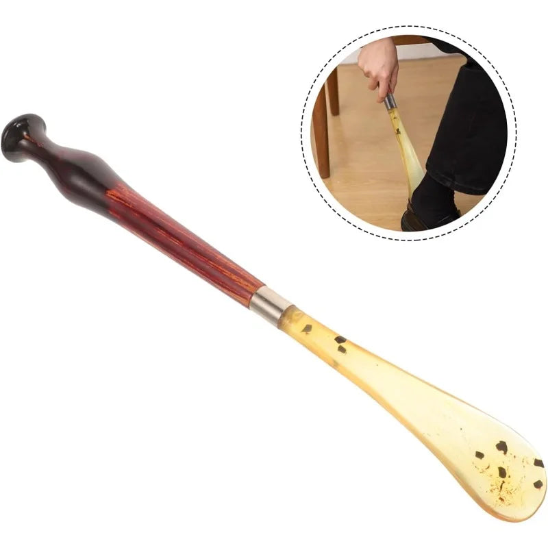 1pc sturdy solid wood shoehorn, easy to hold design, convenient to wear shoes, portable shoe auxiliary tool.