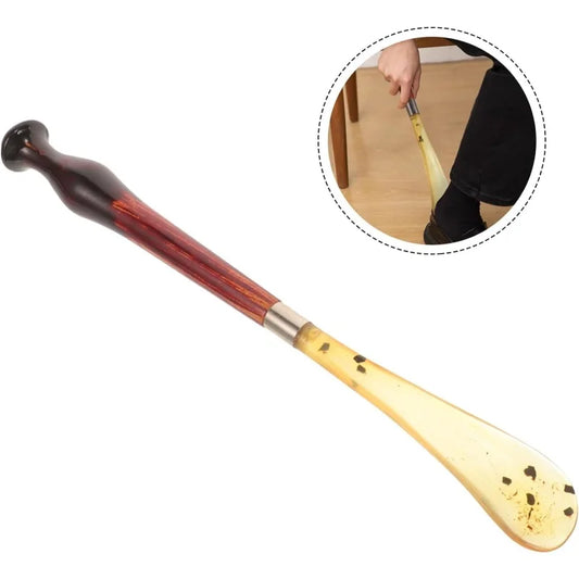 1pc sturdy solid wood shoehorn, easy to hold design, convenient to wear shoes, portable shoe auxiliary tool.