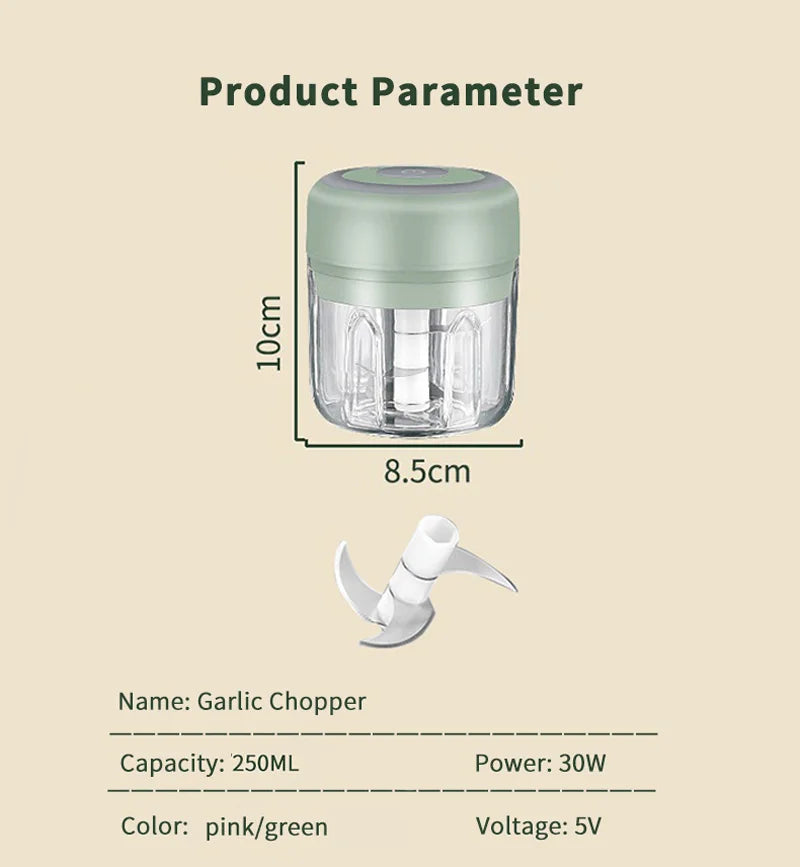 Automatic Electric Garlic Crusher Speedy Blender Usb Portable 250Ml Garlic Chopper Mini Cordless Food Chopper For Home Use