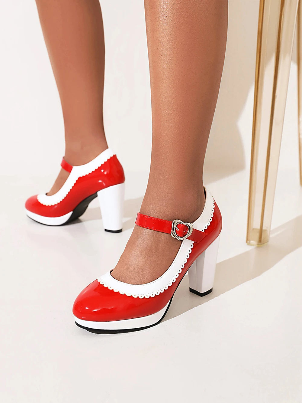 Women's shoes on Heels Women Mixed colors Platform Pumps Shallow Mouth Round Toe Shoes for Woman Mary Jane high heels Footwear