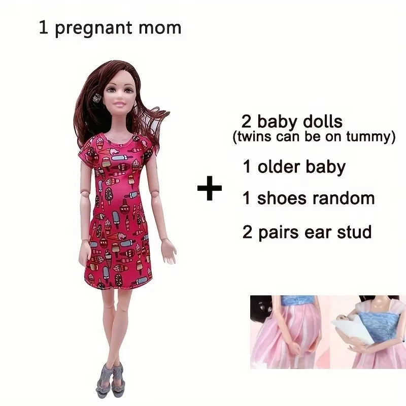 Pregnant Doll Have a Baby in Her Tummy Mom Doll Pregnant Mom Toy with 2 Baby Dolls Playsets Accessories for Girls Boys Gift