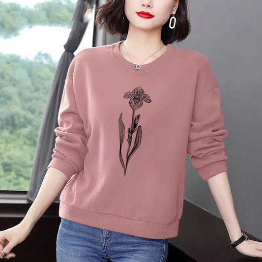 Simplicity Casual Autumn/Winter New Women's O-Neck Printing 3D Fashion All-match Loose Long Sleeve Pullovers Sweatshirts Tops