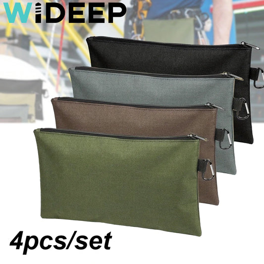 4PCS/SET Tool Bag Zipper Pouch, Utility Multipurpose Storage Organizer Tool Pouches with Carabiner Metal Zipper for Tools