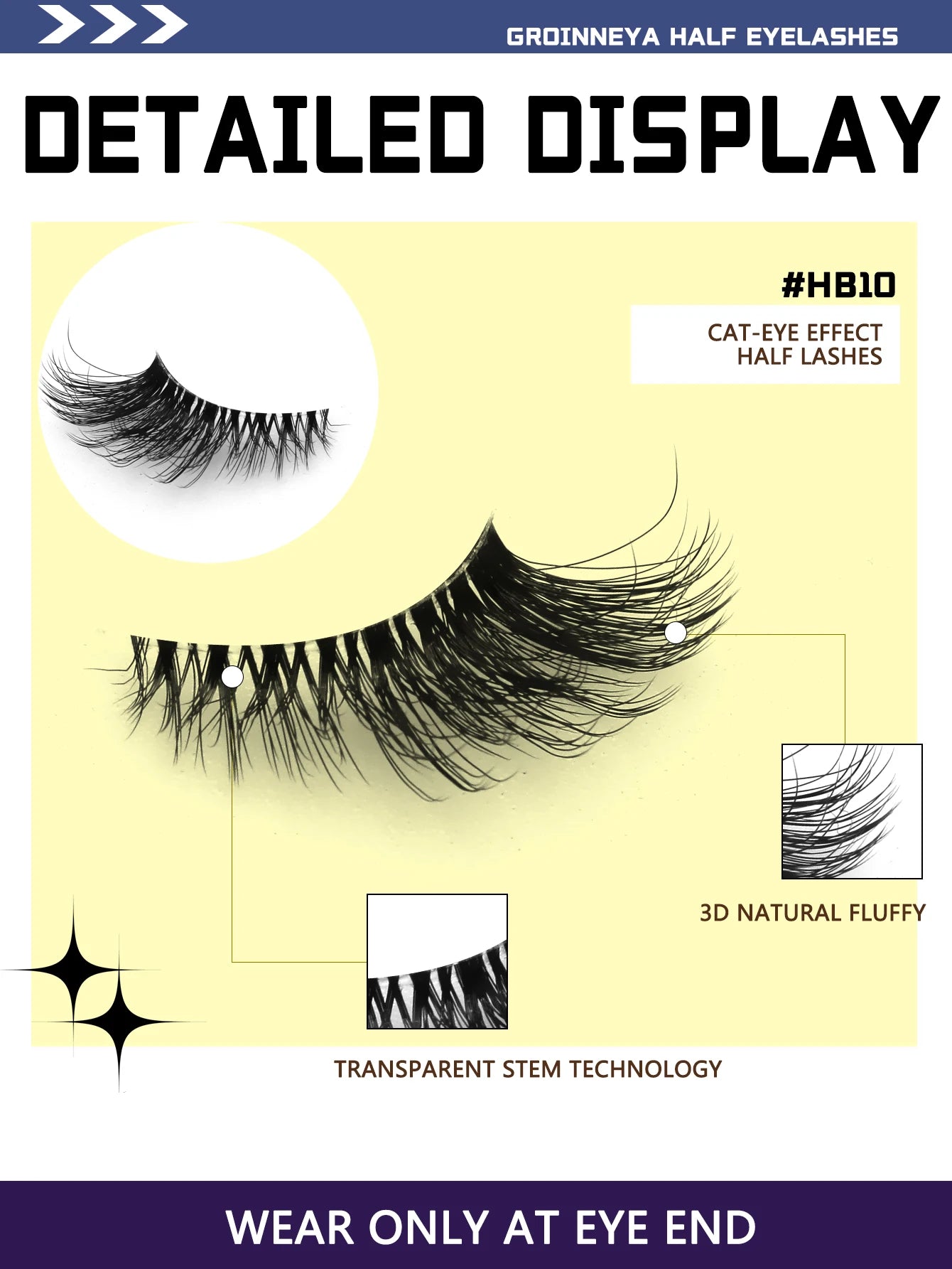 Veltrinay Half Lashes Natural Fake Lashes Wispy Cat Eye Lashes Clear Band Accent Short False Eyelashes Makeup