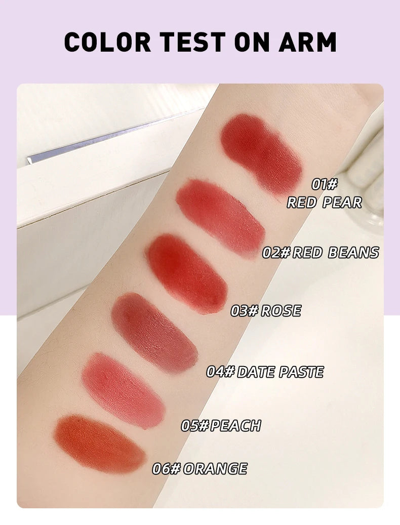 6 Colors Sexy Red Liquid Lipstick Moisturizing Lip Glaze Tint Long Lasting Matte Lip Mud Waterproof Velvet Lipstick Lips Makeup