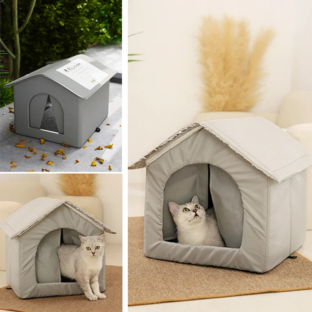 Fully Insulated Shelter for Stray and Feral Cats Cat House for Indoor and Outdoor Cats in Summer, Waterproof Winter warm cat bed