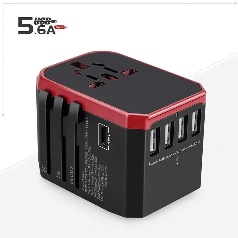 Travel Smart Adapter International Plug Adaptor Wall USB Type C Charger AC Power US EU UK AU for iPhone iPad Android Tablet