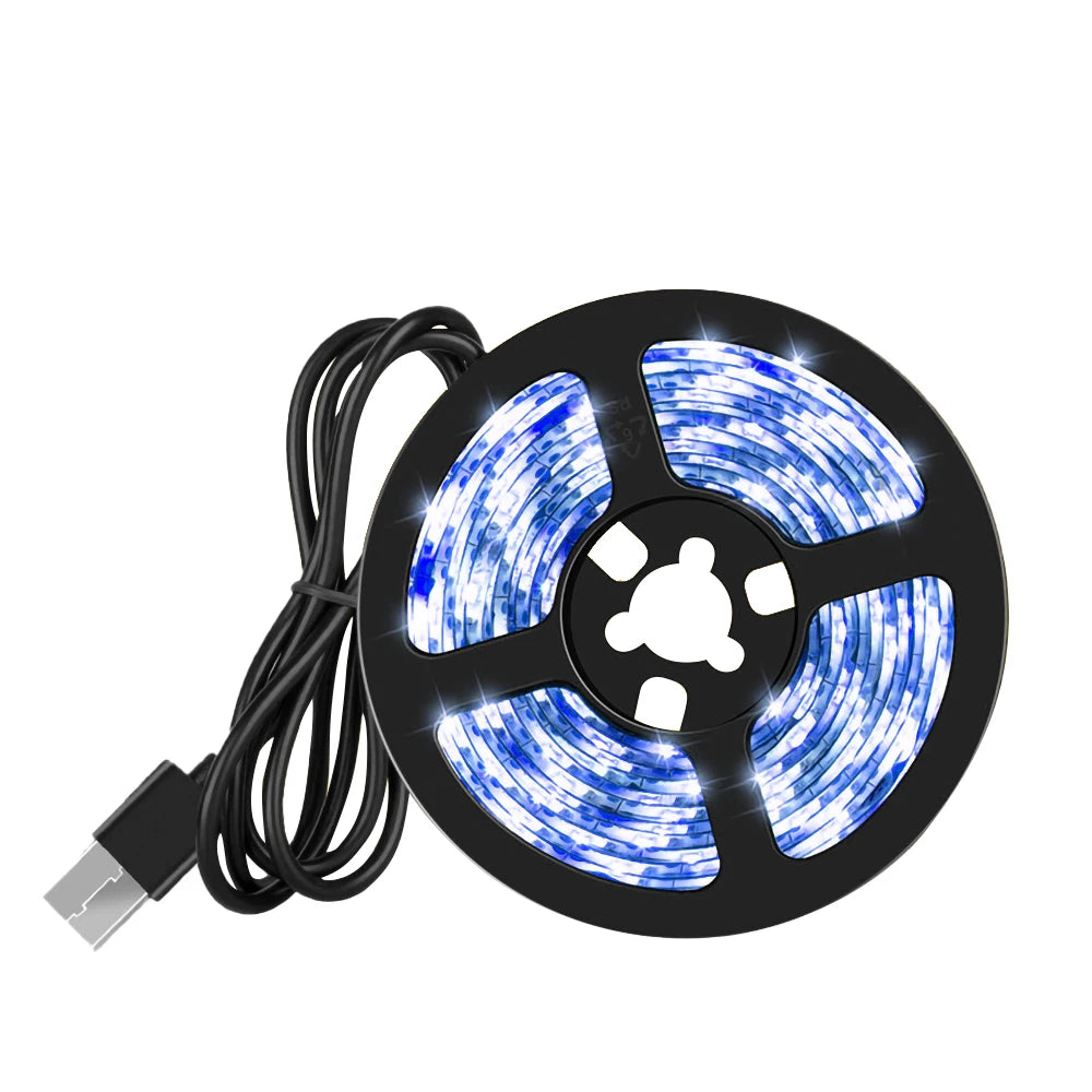5M USB Led Strip Lights Aesthetic Room Decor Christmas Decoration Bedroom Closets Kitchen TV Ambient Ring Light Neon Wall Lamps