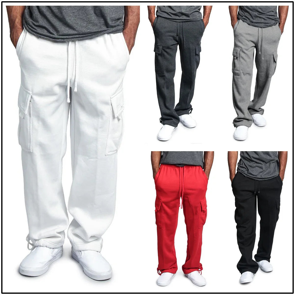 Spring and Autumn New Men's Sports Leisure Trousers Multi-pocket Loose Solid Color Cargo Work Pants Streetwear Men Pants