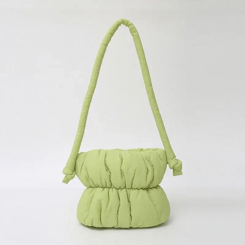 Nylon Bucket Bags Women Casual Designer Handbags Down-Filled Cotton Shoulder Bag Pleated Crossbody Bags Fashion Underarm Bag