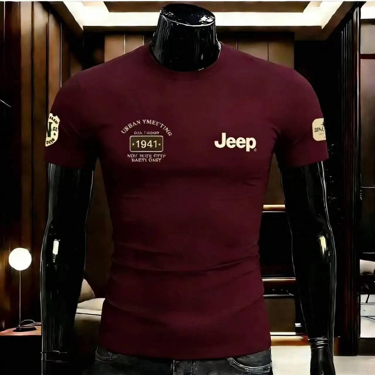 2026 Jeep High-quality Summer Round-neck Pure Cotton T-shirt, Breathable Men's Outdoor Casual Printed All-match Short-sleeved To