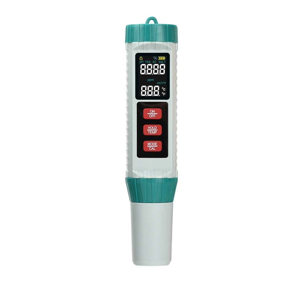 X51 Digital Water Quality Monitor Tester TDS PH Meter PH/TDS/EC/SALT/Temperature Meter for Pools Drinking Water Aquariums