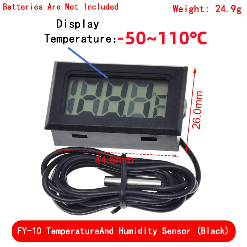 Mini LCD digital thermometer used for freezer temperature - 50-110℃ refrigerator thermometer indoor and outdoor waterproof probe