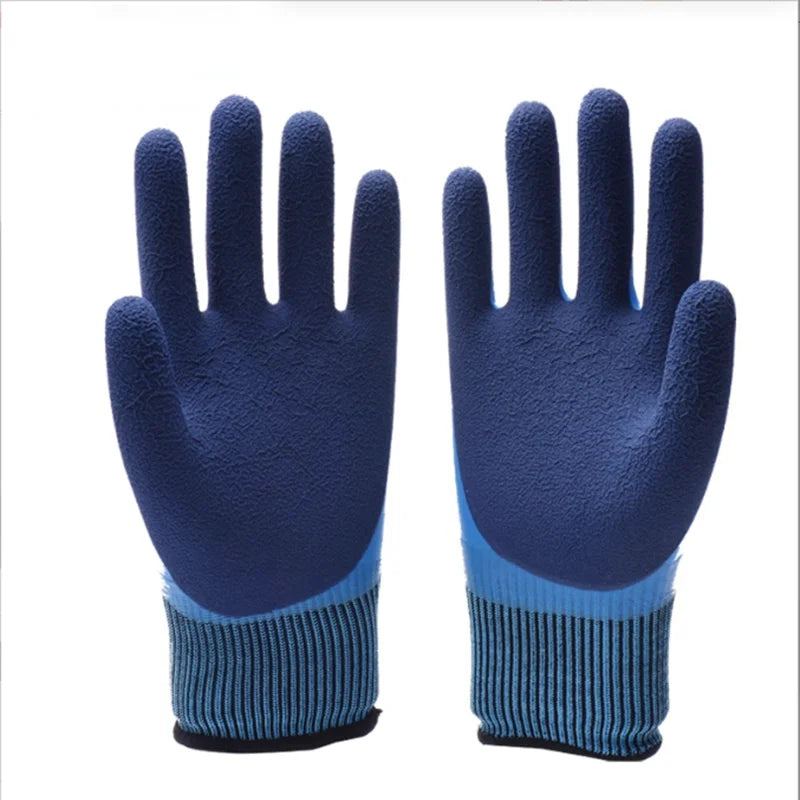 The Labor Protection Wear-resistant and Warm Gloves Are Double-layer Impregnated with Rubber Waterproof Anti-slip and Practical