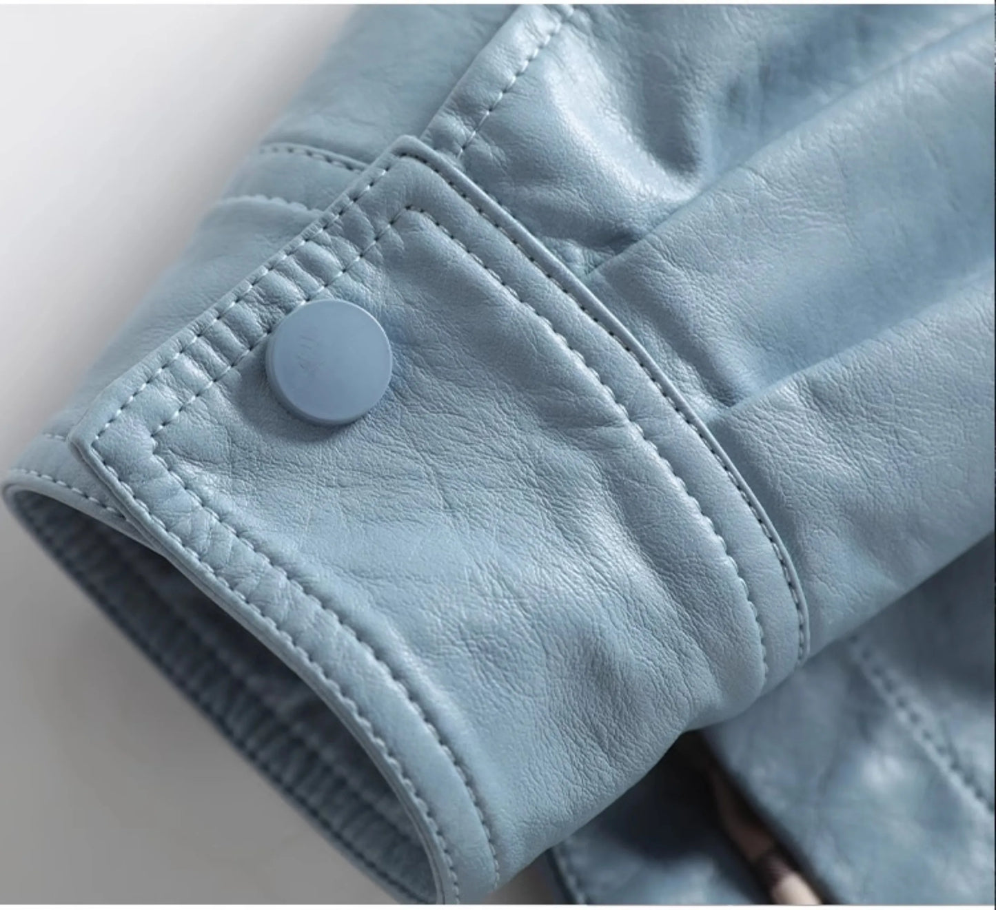 M-3XL Fashion Stand Collar Shrink Waist Sheepskin Jackets 2024 Fall Casual Loose Female Zipper Covered Button Split Leather Coat