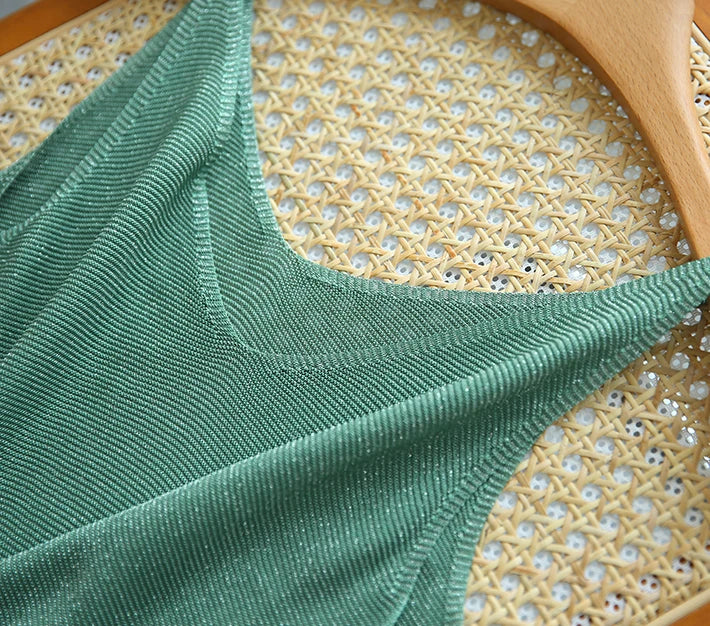 Summer Tank Tops Women Sleeveless Camis Vest Female Knitted Bright Silk Sexy Off Shoulder Solid V-neck Crop Top