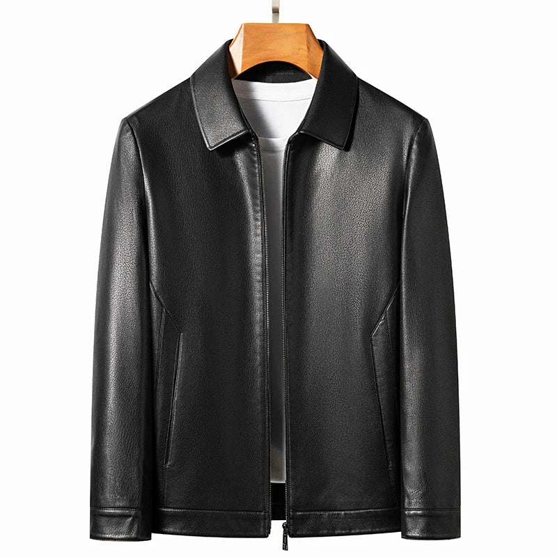 YN-335 Men's Lapel Jacket Natural Leather  Jacket Spring and Autumn Sheepskin Jacket Men