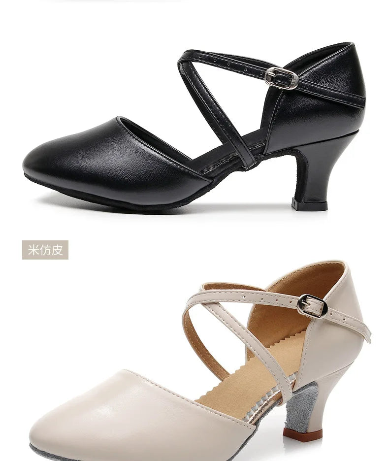 Ladies' Adult Latin Dance Shoes,soft Soled Mid High Heels,dance Performance Shoes for All Seasons,indoor and Outdoor Dance Shoes