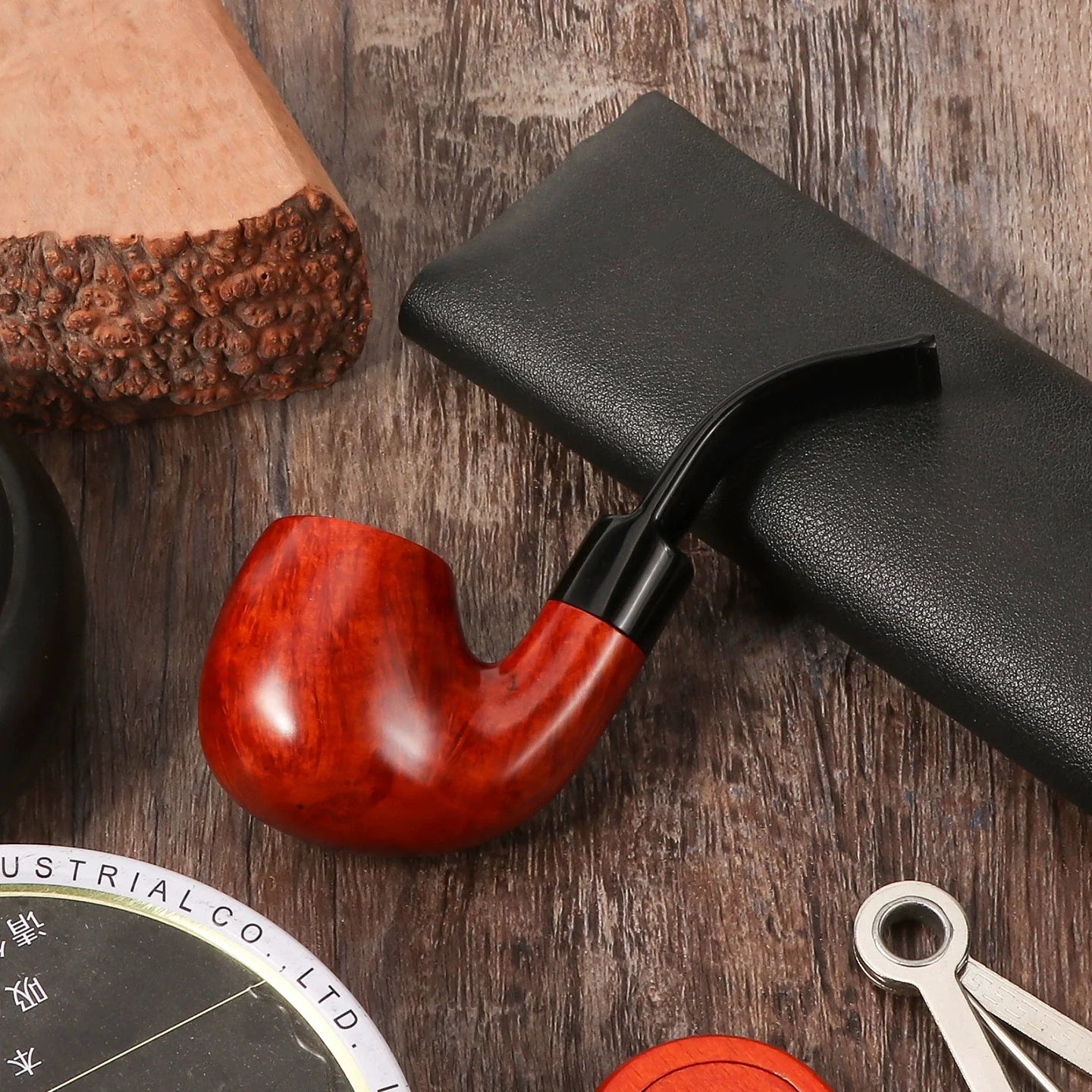 Premium Briar Sherlock Holmes Style Smoking Pipe - 9mm Filter, Handcrafted Solid Wood, Classic Gentlemen's Tobacco Pipe