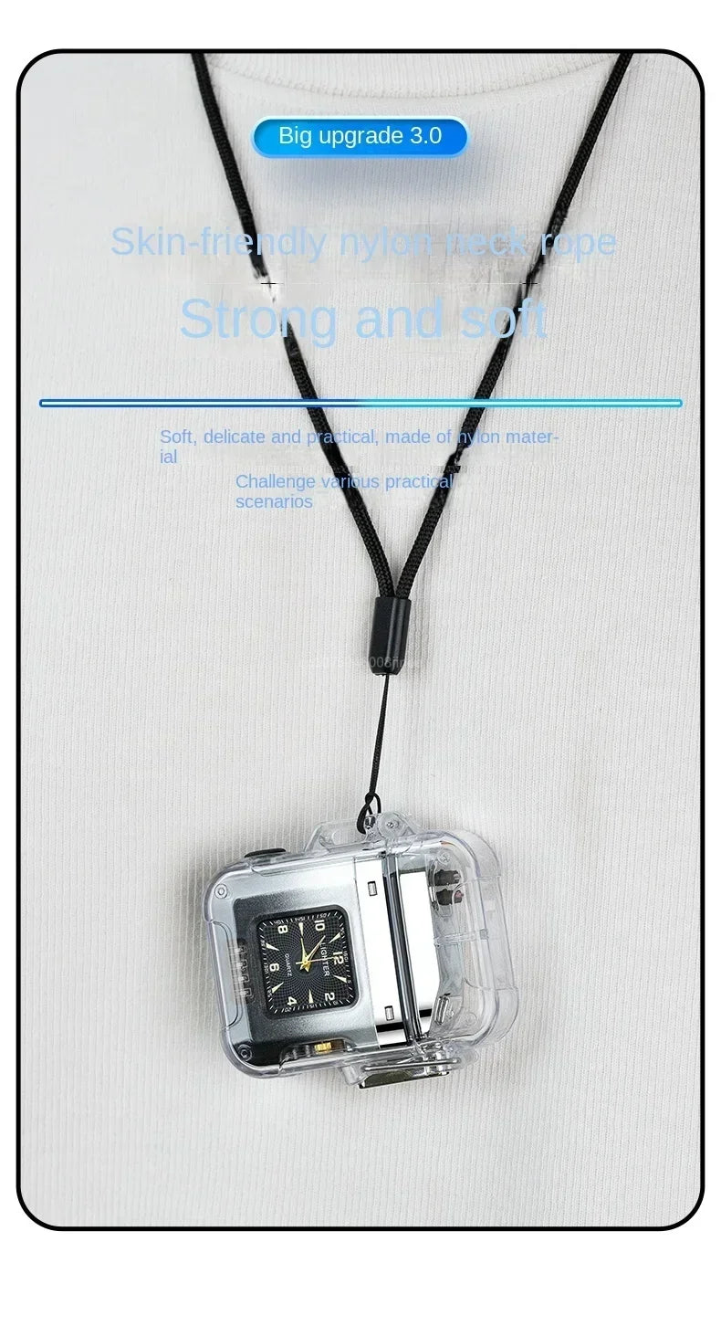 Waterproof Watch Lighter Windproof USB Plasma Rechargeable Lighter Outdoor Portable Smoking Cigarette Lighter Men's Watch Gift