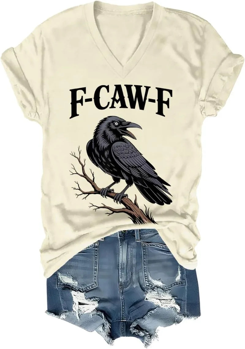 F Caw F T Shirt Women Men Fcawf Crow Graphic Tee F-Caw-F Crow Shirt Graphic T Shirts Women Clothes