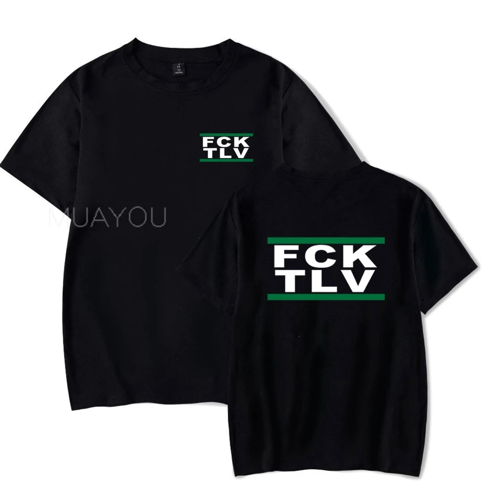 Summer Tops Printed FCK TLV T shirts Crew Neck Casual Tops Men Women Short Sleeve T-Shirt 4XL