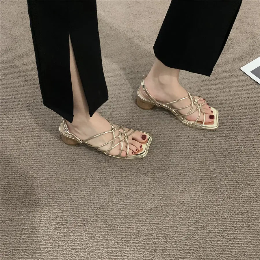 Ladies Shoes with Low Heels Summer 2025 for Party and Weddings Footwear Sexy Open Toe Sandals Women Daily Wholesale on Offer Vip