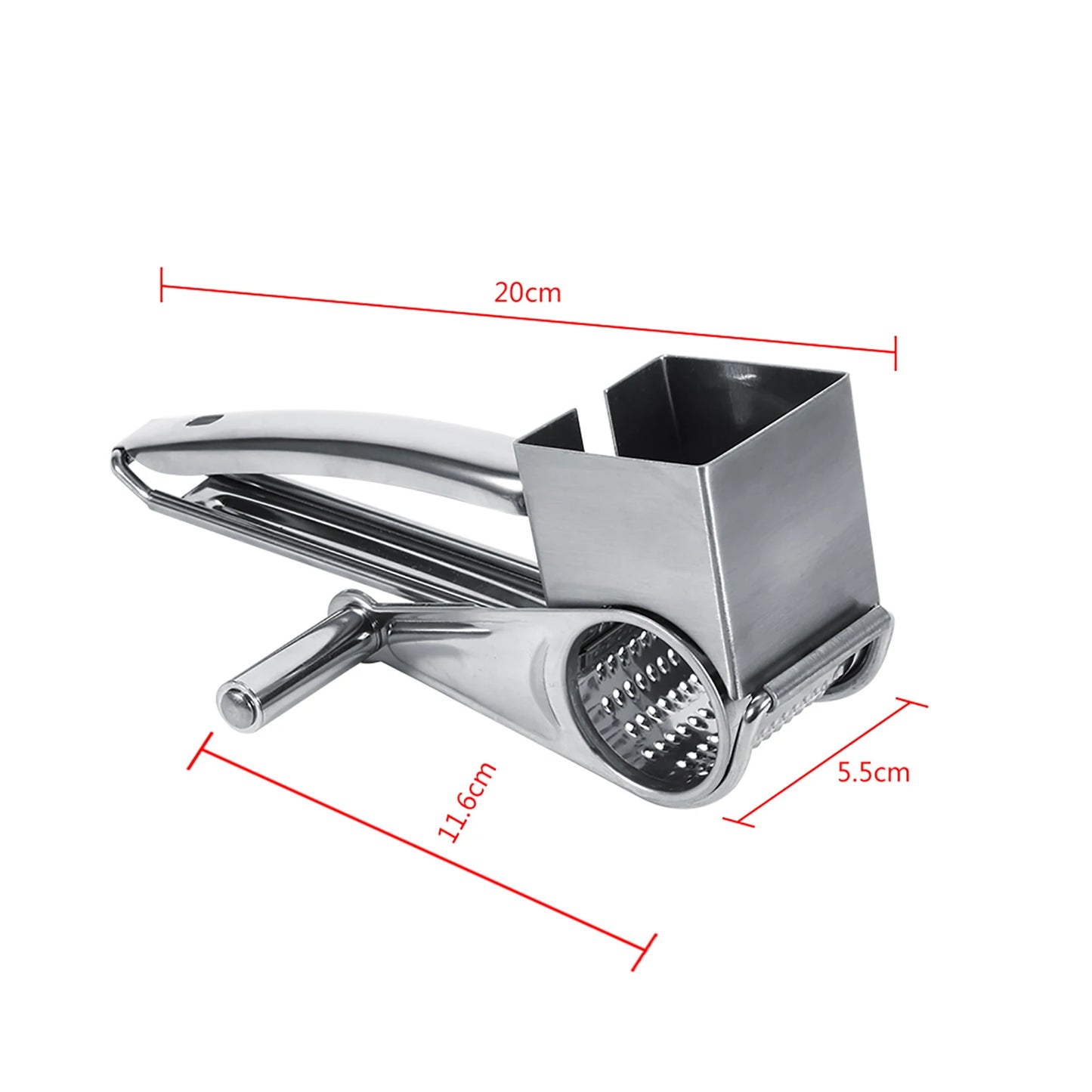 Grater Multifunctional Kitchen Craft Rotary Stainless Steel Cheese Grater 1 Drums  Shred Tool Stainless Steel Cheese Grater