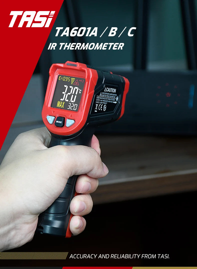TASI TA601 Digital Infrared Thermometer Laser Temperature Meter Non-contact Pyrometer Imager Hygrometer IR Termometro -50-880℃