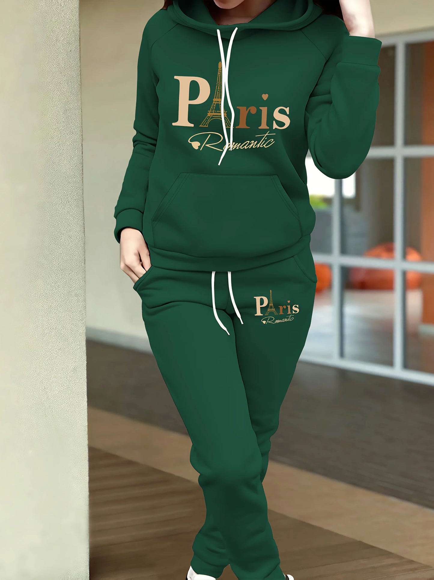 women Hoodies+sweatpant set Hip Hop Street Casual Printed Hoodie Oversize Loose New Sweatshirts Autumn Warm Fleece Clothing
