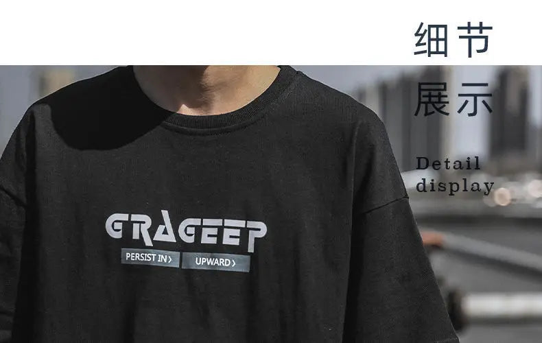 Pure Cotton New Printed T-shirt for Men Short-sleeved Trendy Brand Trendy Half-sleeved Loose Couple T-shirt Original Retro