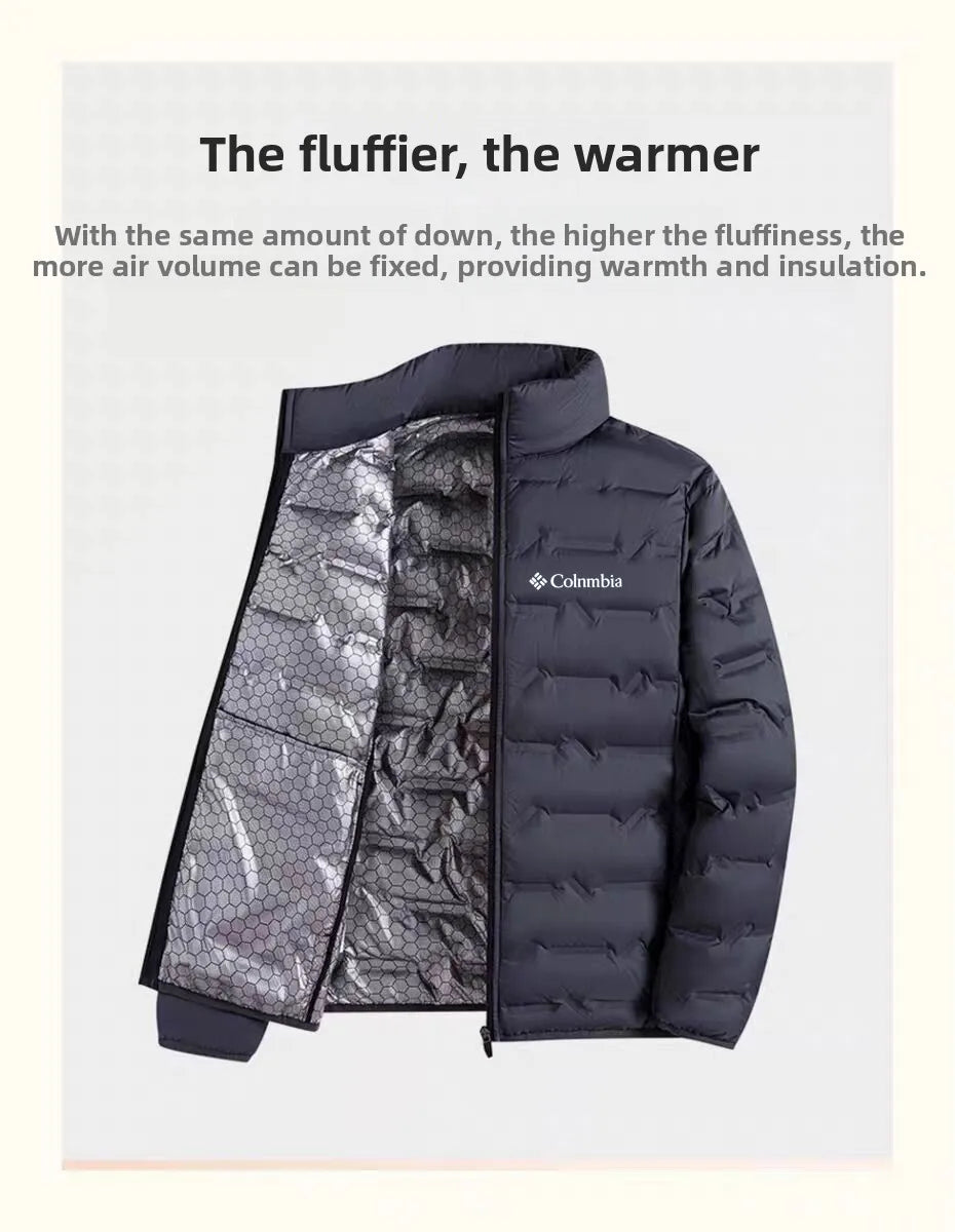 Men's Lightweight Padded Jacket Graphene White Duck down Thickened Warm Cold Resistant Casual Outerwear Outdoor Sports Coat