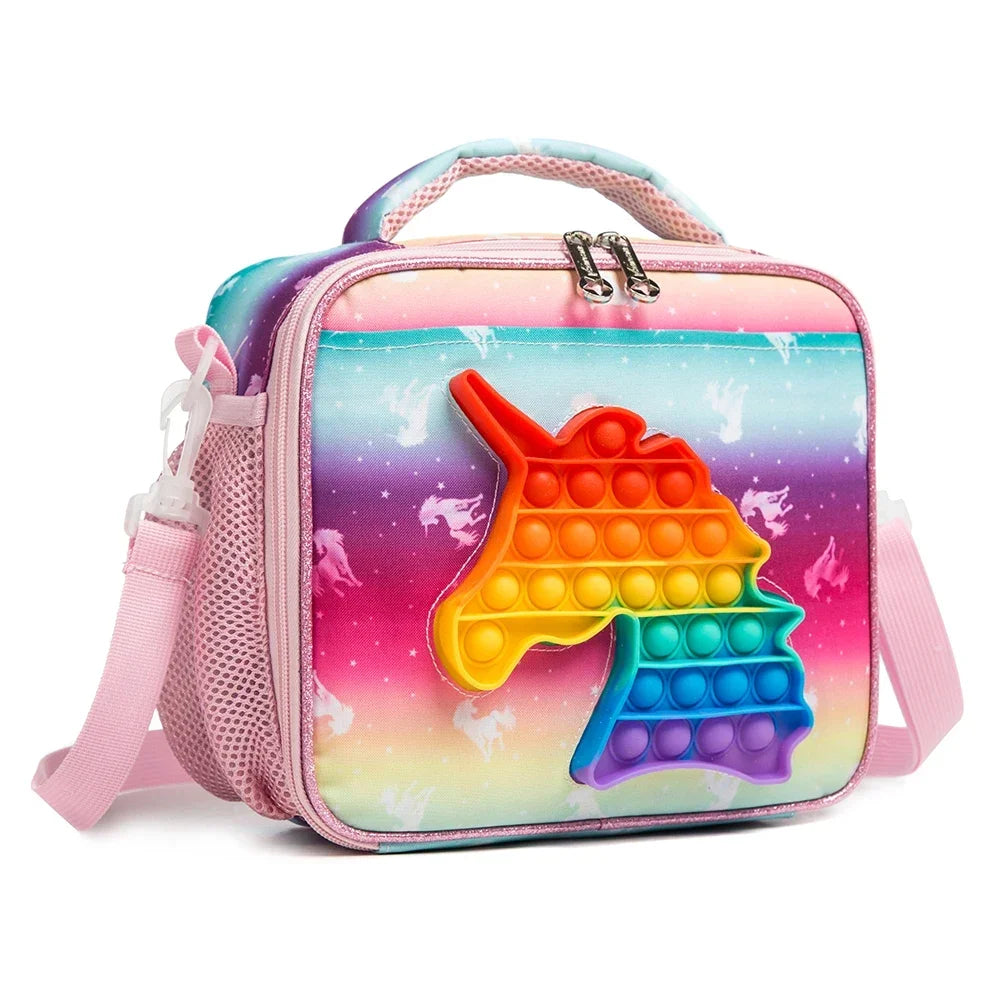 Primary School Lunch Bags for Children Complete Kit Handbags for Boys Lunch Box With Bottle Pockets Lunch Accesorios for Kids