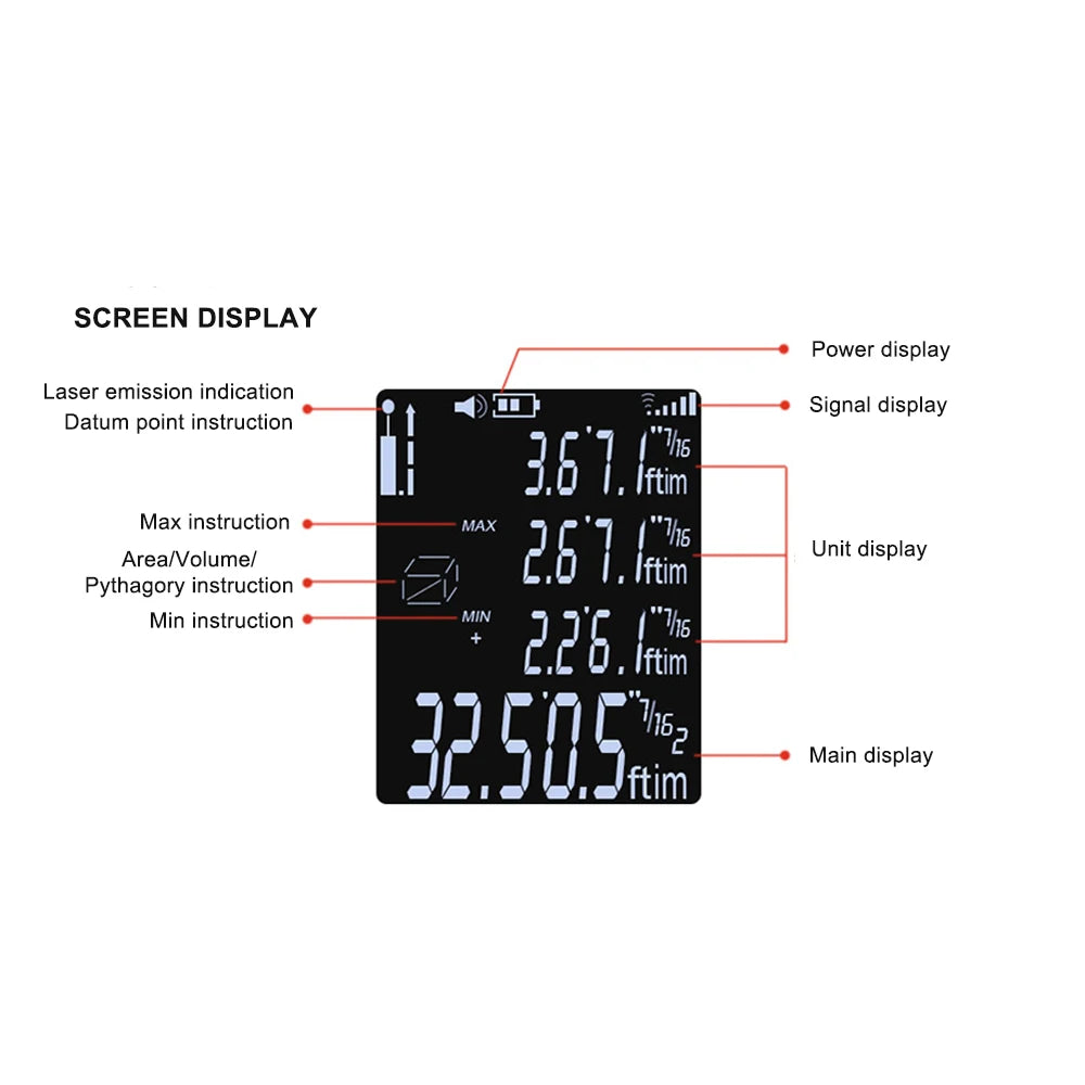 40M/60M Mini Smart Laser Distance Meter Measure Infrared Rangefinder USB Rechargeable Portable Handheld Laser Range Finder Tools