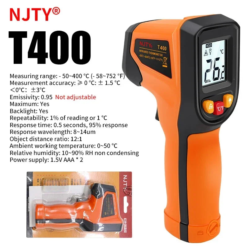 T400 T600 Digital Infrared Thermometer Laser Pyrometer Gun Non-Contact Temperature Measurement Tool -50 to 600℃