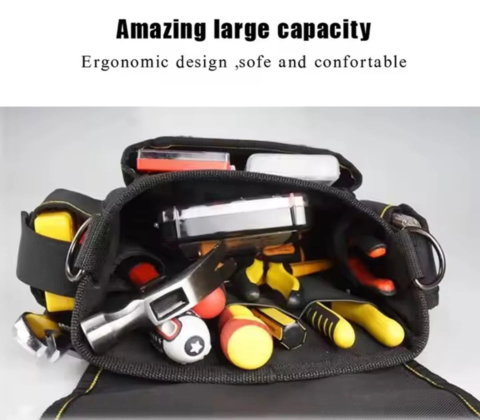 Tool Pouch - Electrician Tools Bag,Multic Pockets Tool Belts Pouches with Cover ,Thickened Oxford Cloth Belt Bag Pouch Bag WH018