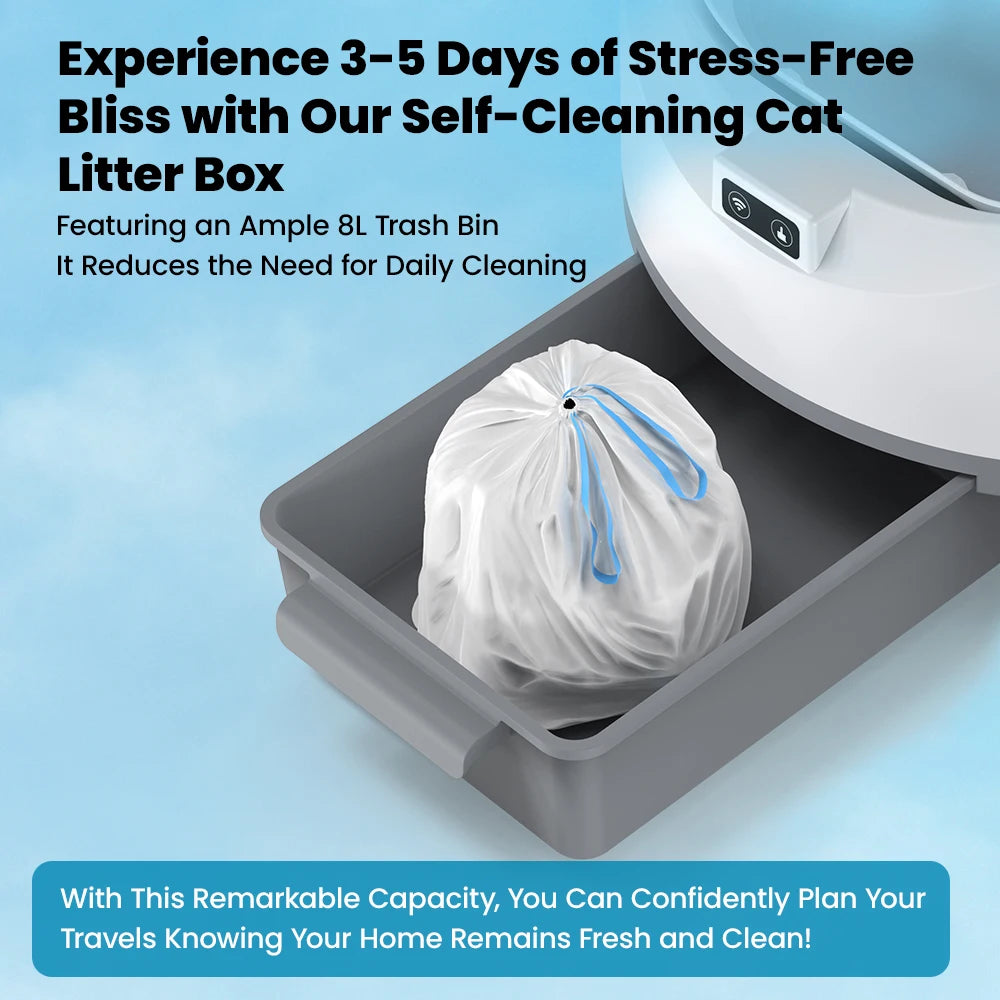 Smart Automatic Self-Cleaning Cat Litter Box EU Plug with Odor Control & WiFi Function, Easy to Clean with Cat Litter Mat