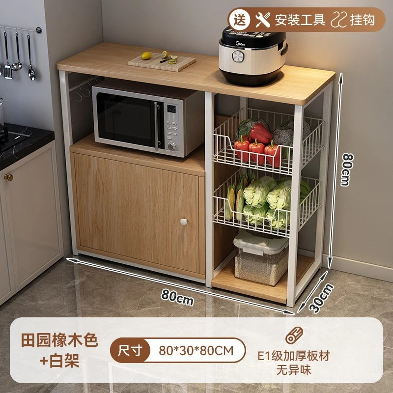 Heavy Duty Large Capacity Storage FurniturePantry Cabinet with Adjustable Shelves & Mesh Baskets Microwave Dishes