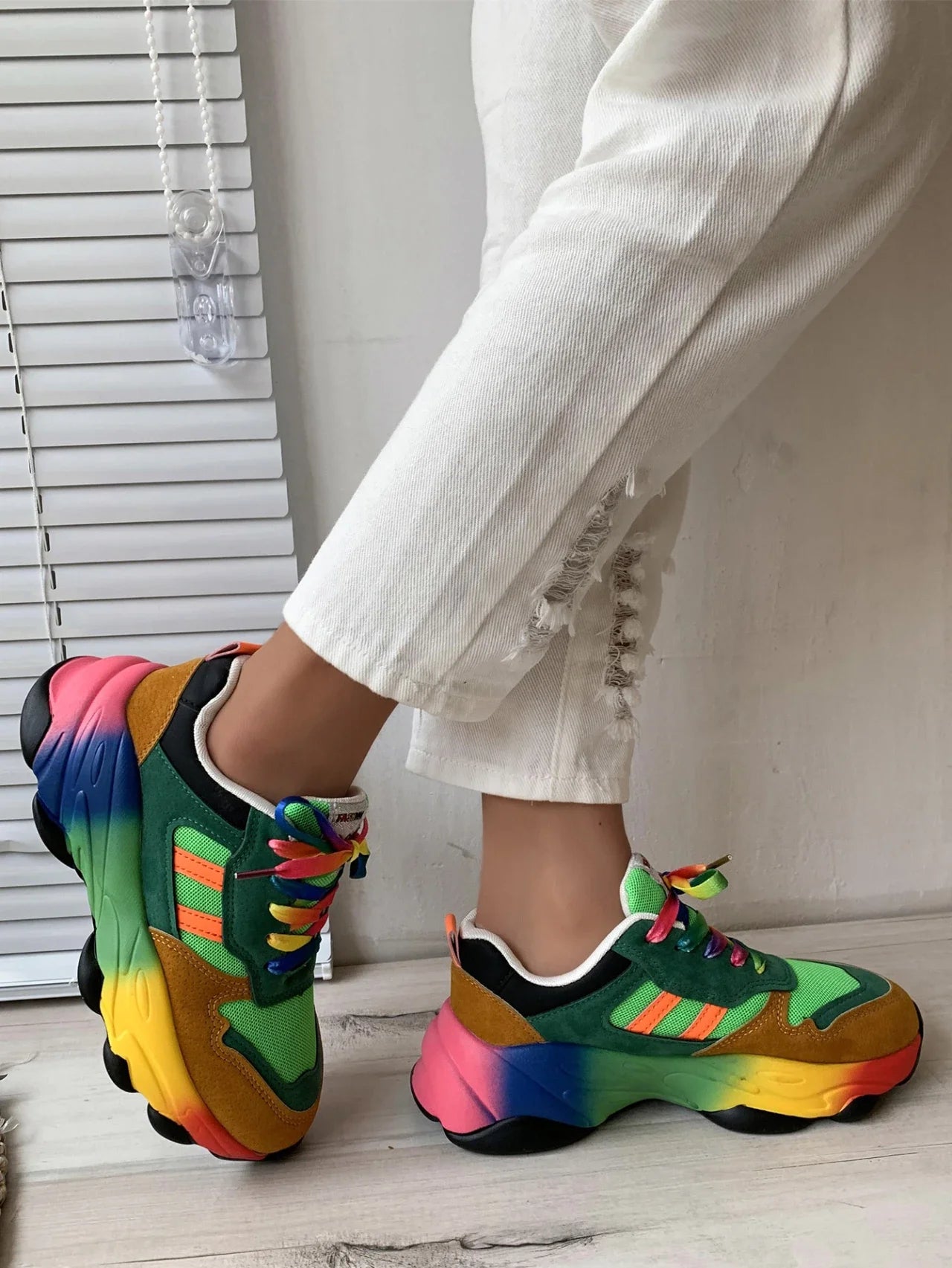 Women's Sneakers New Running Footwear Spring Autumn Outdoor Sports Shoes Multicolor Leisure Comfortable Frenulum Casual Tennis