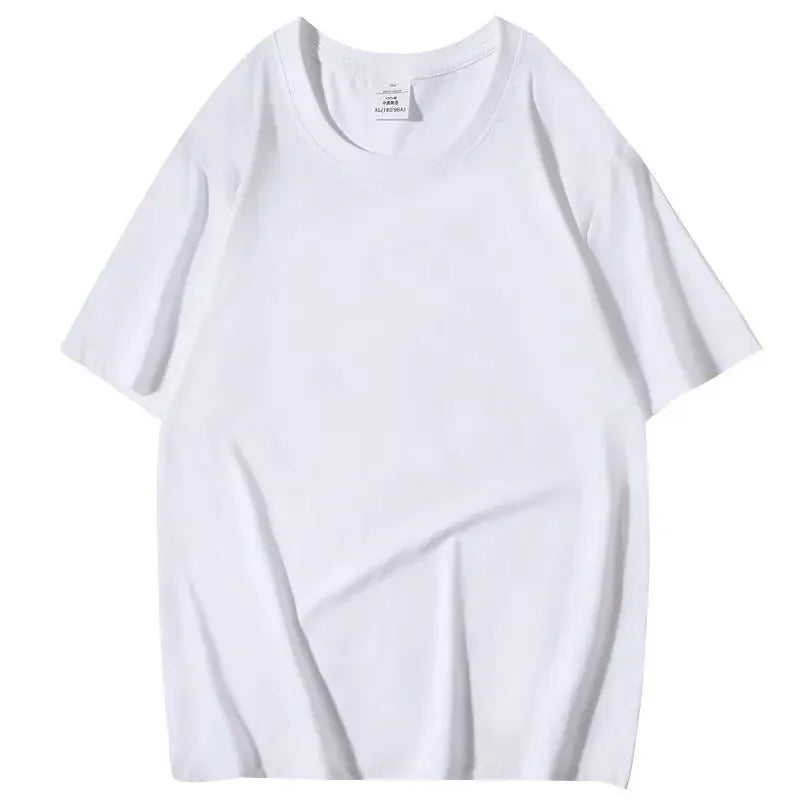 Men Women 100% Cotton  T-shirt Solid Color Trend Leisure Short Sleeve Black White Gray High Quality Heavy Fabric Loose T Shirt