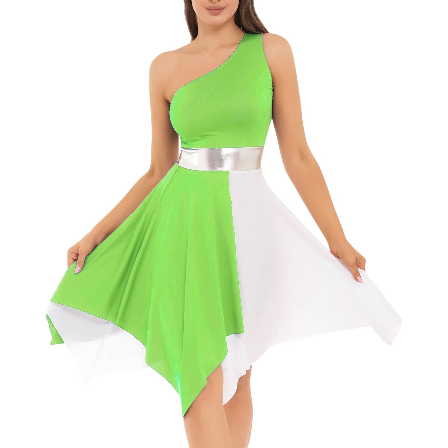 Women Ladies Lyrical Praise Dance Dress Performance Costume Modern Contemporary Celebration of Spirit Dancewear Split Long Dress